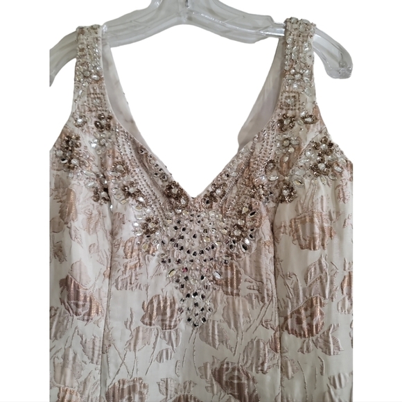 Aidan Mattox MD1E201398 Embellished Sweetheart Jacquard A-line Dress Gown Gold - Picture 4 of 12